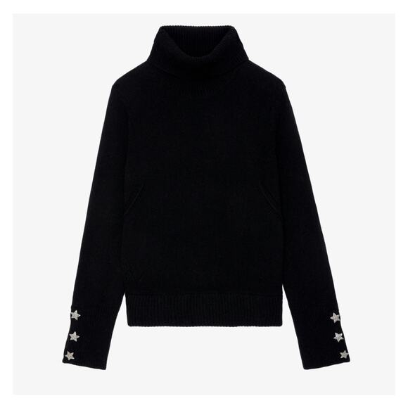 B65 Zadig & Voltaire Boxy Bijoux Sweater Womens Large Cashmere Star Jeweled Rock - Picture 1 of 13
